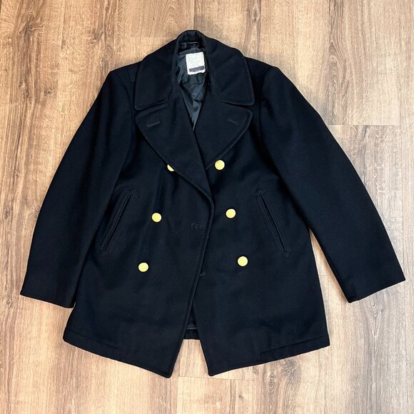 US Navy Other - US Navy USN Black Pea Coat Enlisted Wool Gold Eagle Double-breasted 38R